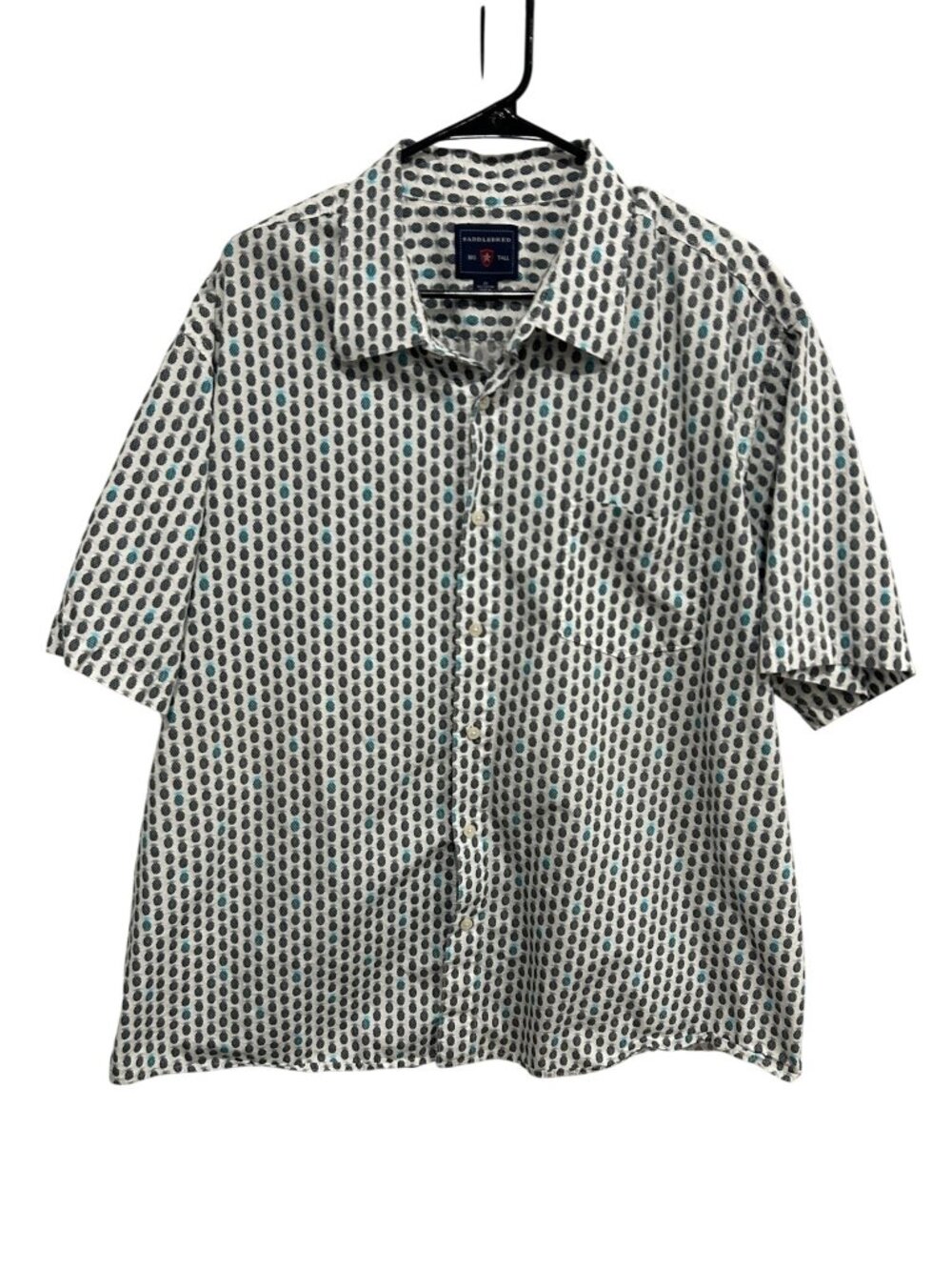 Saddlebred Mens Pineapple Print Button-Up Shirt Size 2X Cotton Naturecore Boho